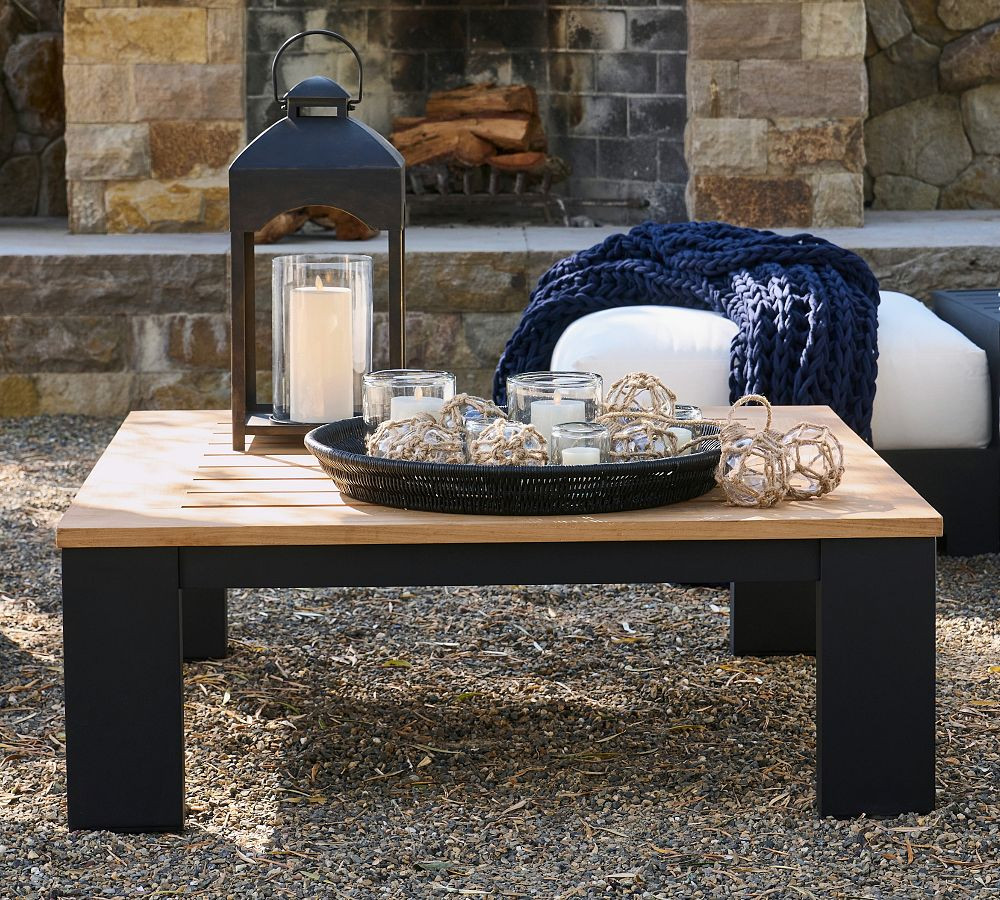 Malibu Metal & FSC® Teak Outdoor Coffee Table | Pottery Barn (US)