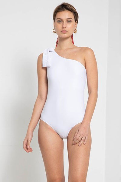 One Shoulder One Piece Swimsuit-White | Fashion Junkee