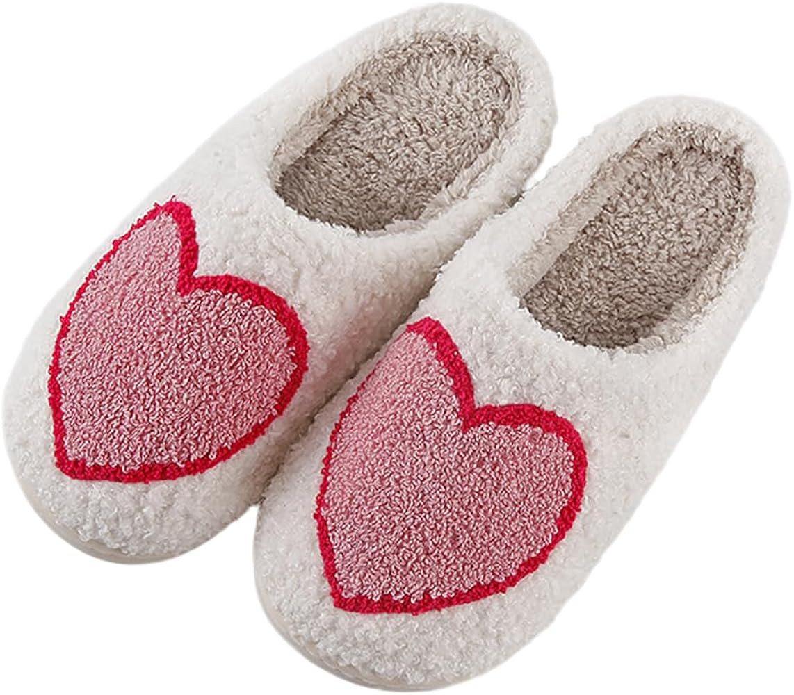 Haiding Valentine's Day Slippers Fuzzy Love Heart Slippers for Womens Mens Winter Plush Warm Cozy... | Amazon (US)