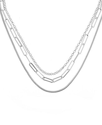 Triple Row 16" Chain Necklace in Silver Plate or Gold Plate | Macy's