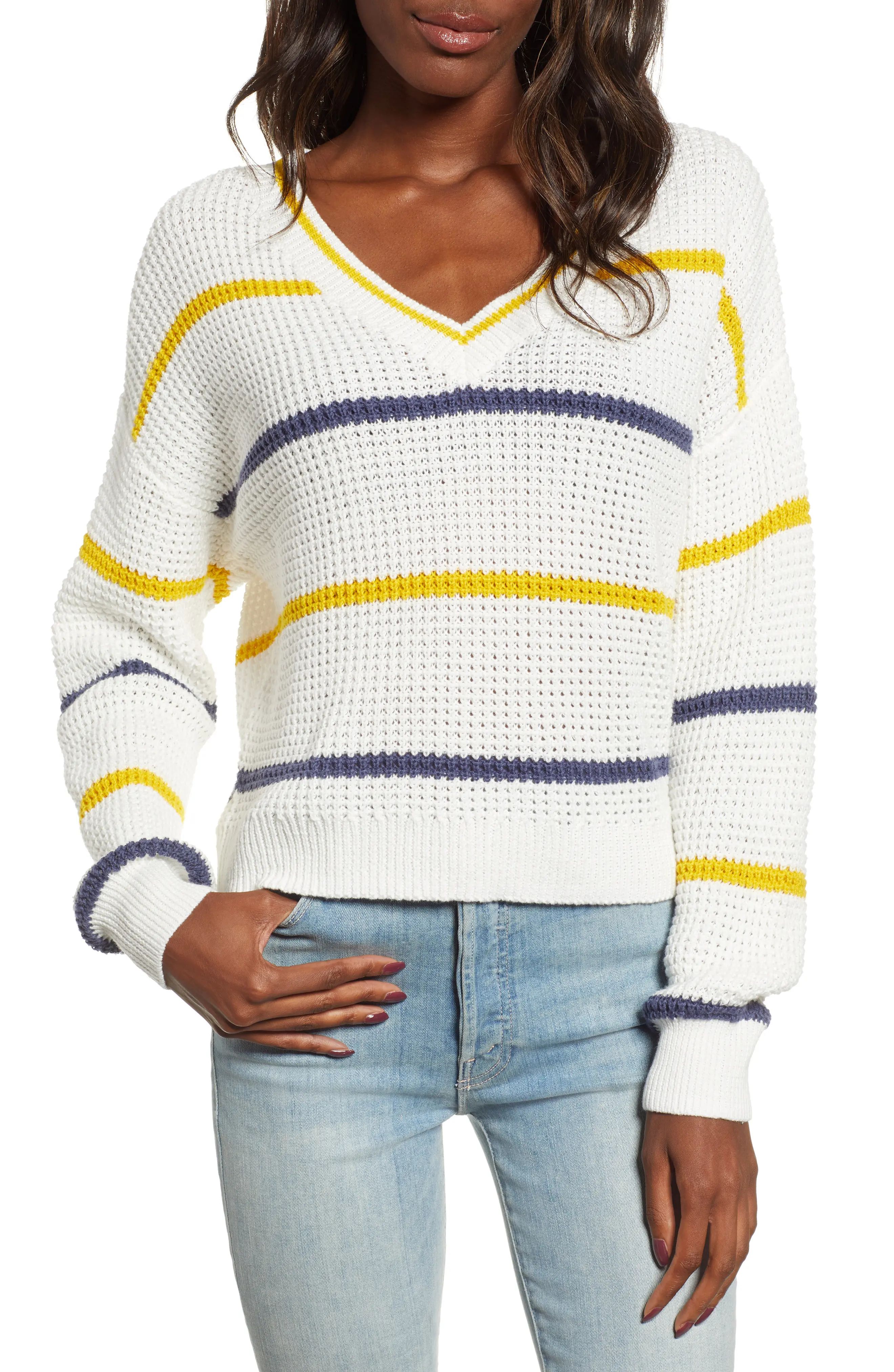 Stripe Cotton Thermal Sweater | Nordstrom