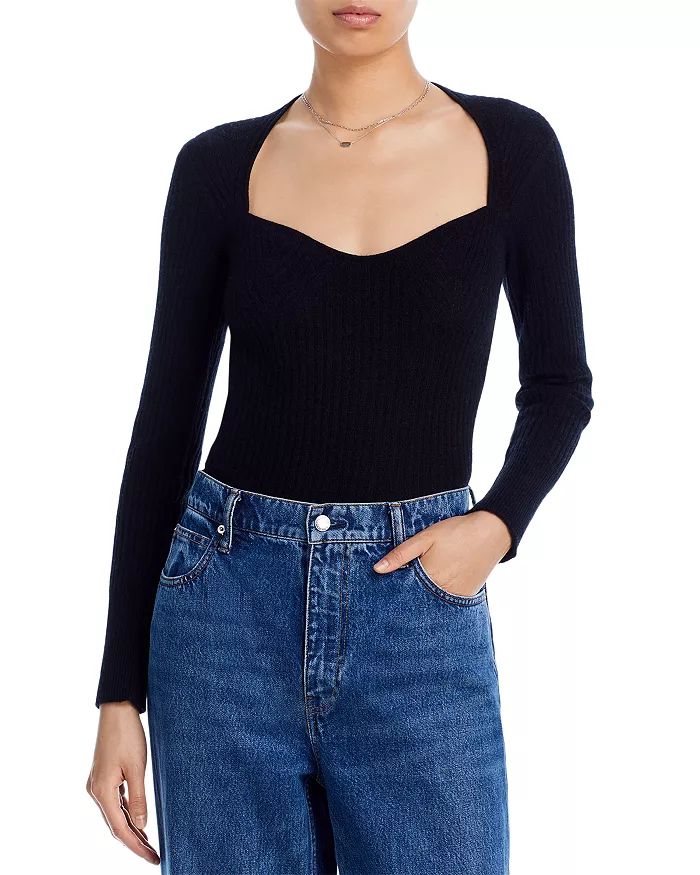 Ribbed Sweetheart Neck Cashmere Sweater - 100% Exclusive | Bloomingdale's (US)
