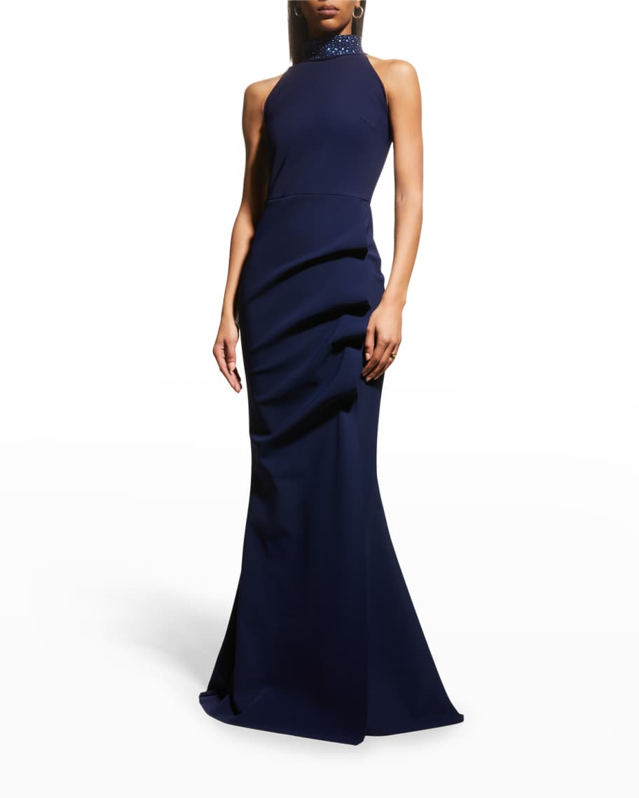 Chiara Boni La Petite Robe Slavinka Beaded-Neck Halter Gown | Neiman Marcus