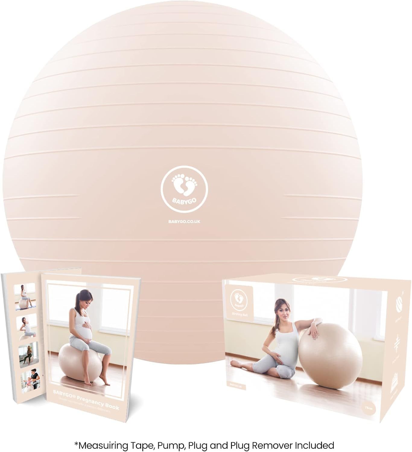 BABYGO Birthing Ball - Pregnancy Yoga Labor & Exercise Ball & Book Set Trimester Targeting, Mater... | Amazon (US)