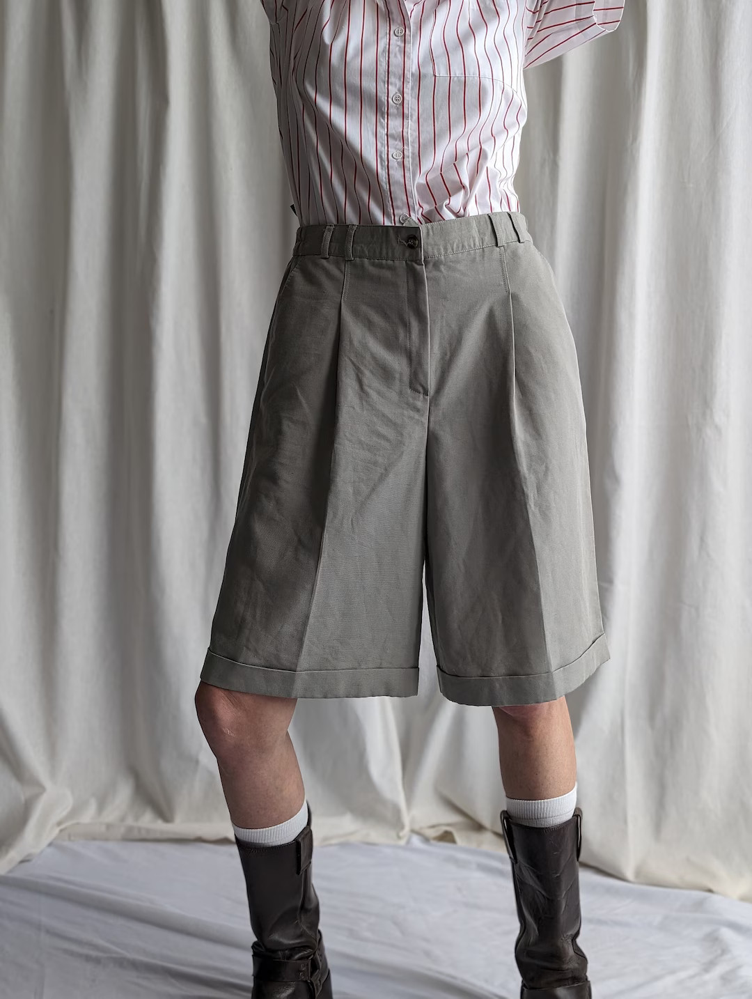 Vintage Pleated Bermudas Shorts Unisex Streetwear - Etsy Canada | Etsy (US)