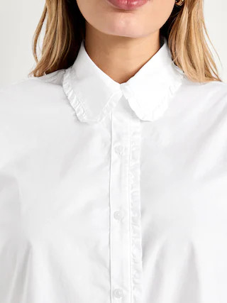 Cropped Button-Down Ruffle Shirt | Old Navy (US)