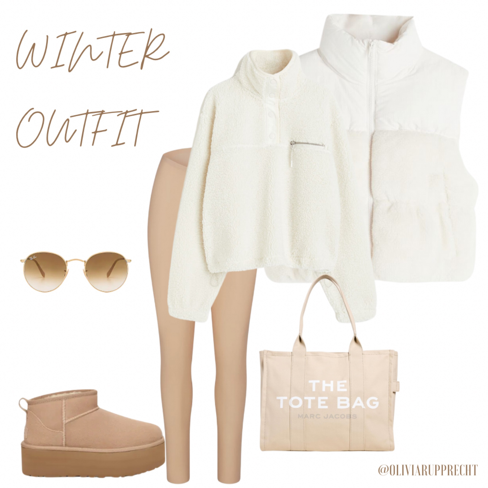 Winter outfit | shoes | uggs | sweater | vest | leggings | sunglasses | tote | bag | fashion | style | trend | cream | beige | 

#LTKSeasonal #LTKtravel #LTKstyletip