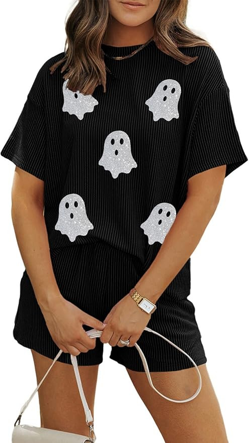 MARZXIN Women's 2 Piece Outfits Summer Tracksuit Ribbed Textured Knit Loose Lounge Shorts Set Sho... | Amazon (US)