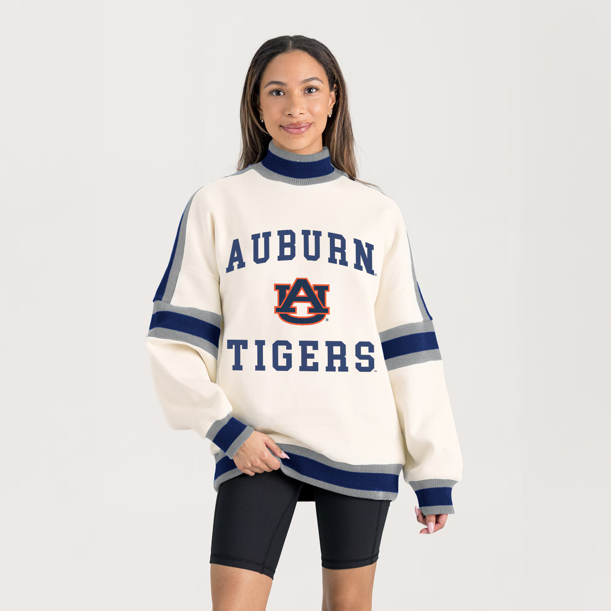 Auburn Tigers Gameday Couture Women's Oversized Vivid Turtleneck Sweatshirt - White | Fanatics