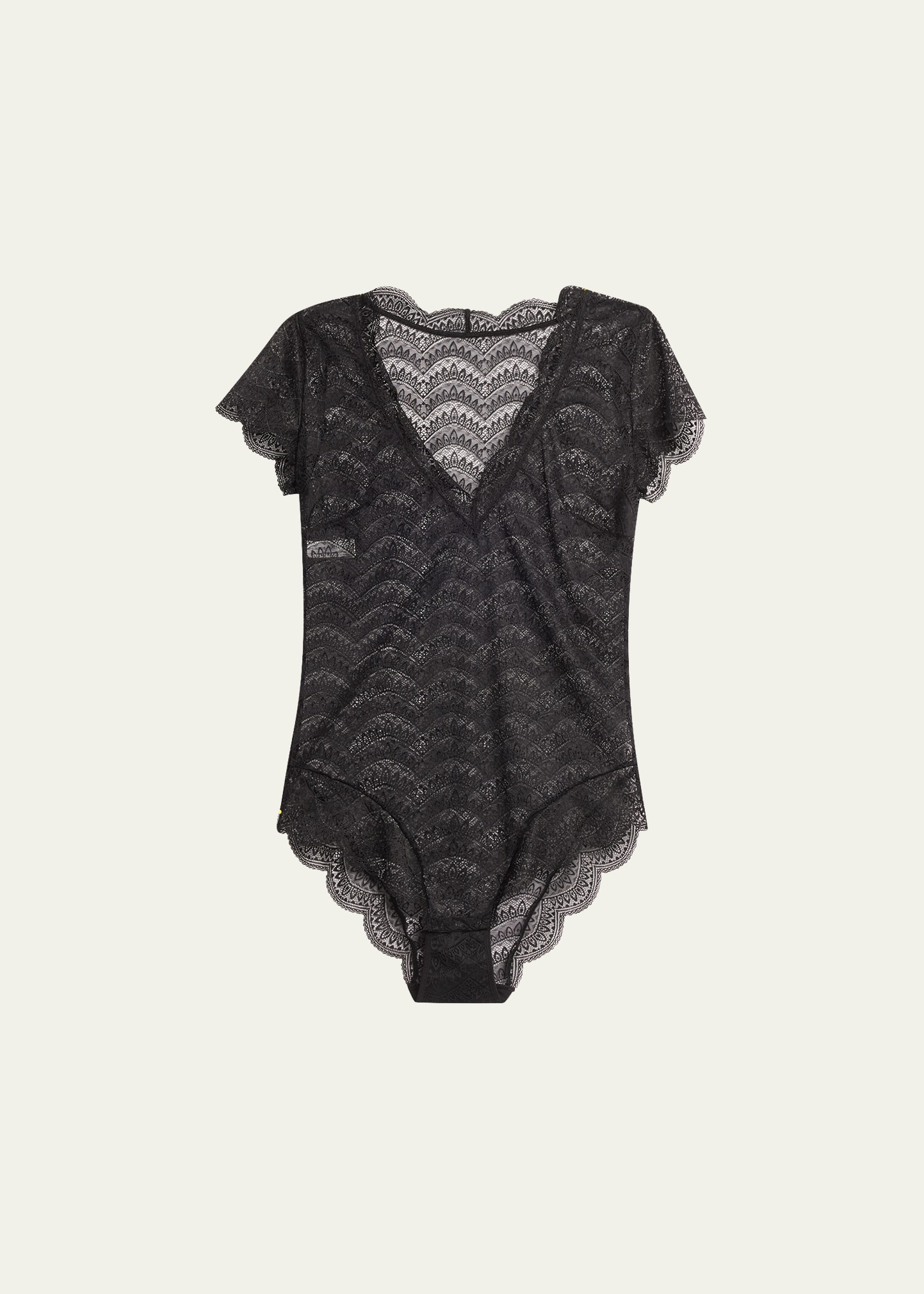 Simone Perele Karma Short-Sleeve Scalloped Lace Bodysuit | Bergdorf Goodman