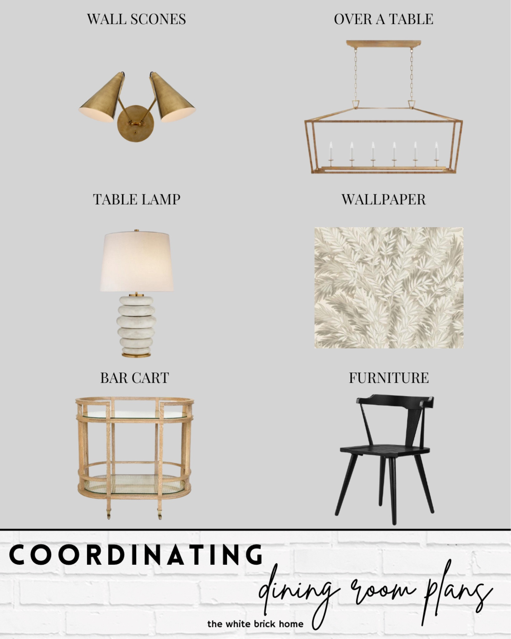 Coordinating dining room plans that I am thinking about for our room - I love this wallpaper mixed with brass and rattan. This table lamp would bring in some extra warmth, too! 

Dining room, black wood dining room chairs Amazon, bar cart, linear dining room chandelier, brass chandelier, wall sconce, brass wall sconce, marble table lamp, wallpaper, dining room design, neutral wallpaper, McGee and co, lumens. 

#LTKsalealert #LTKCyberWeek #LTKhome