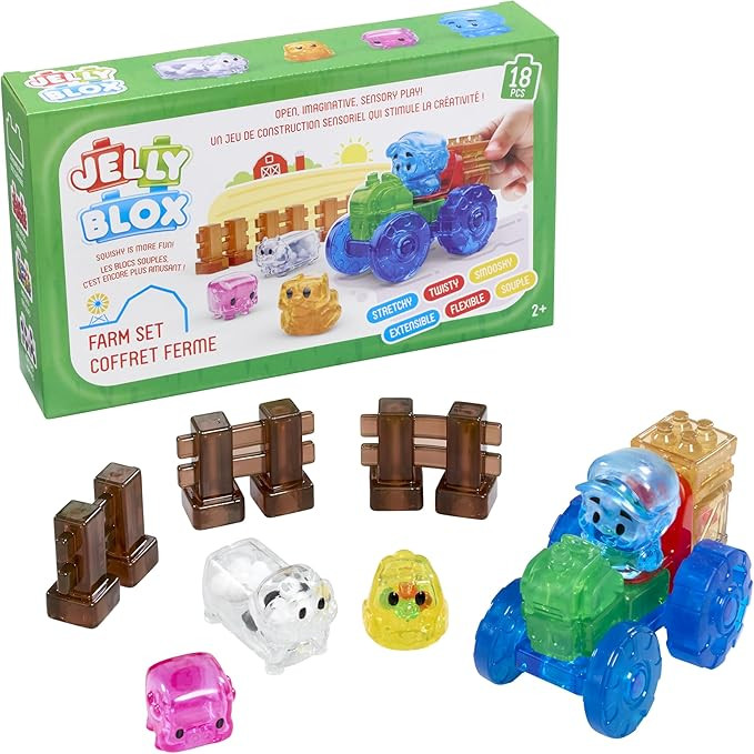 Jelly Blox Farm Set | Includes 18 Pieces | Toddler & Preschool Building Blocks Kids Can Squeeze, ... | Amazon (US)