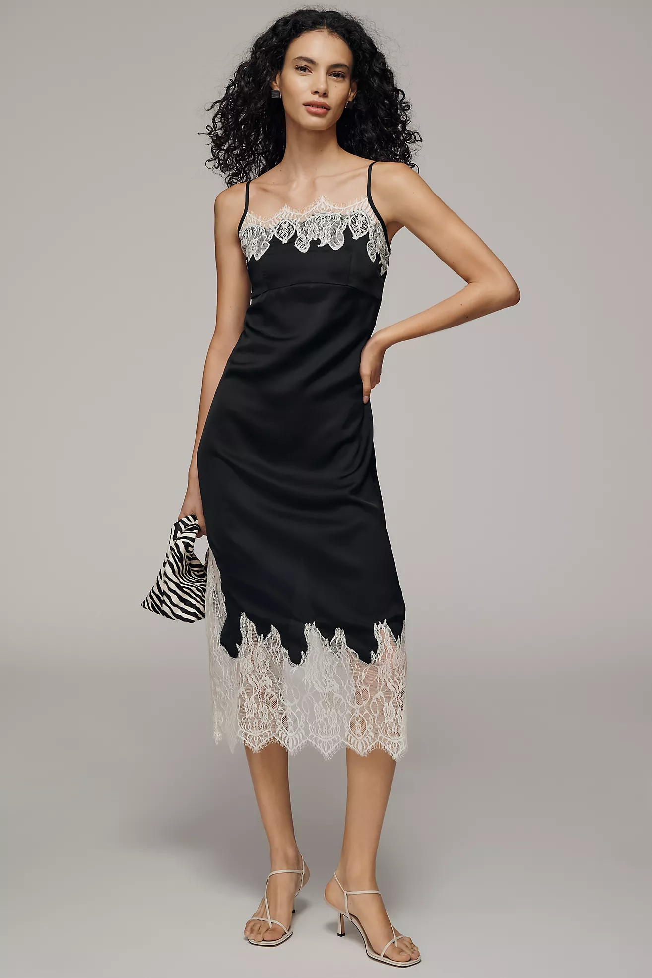 Bl-nk Lace-Trim Midi Slip Dress | Anthropologie (US)