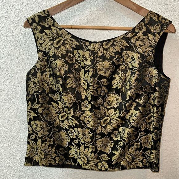 VTG gold and black lame top sleeveless | Poshmark