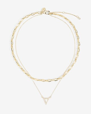 Layered Pave Triangle Necklace | Express