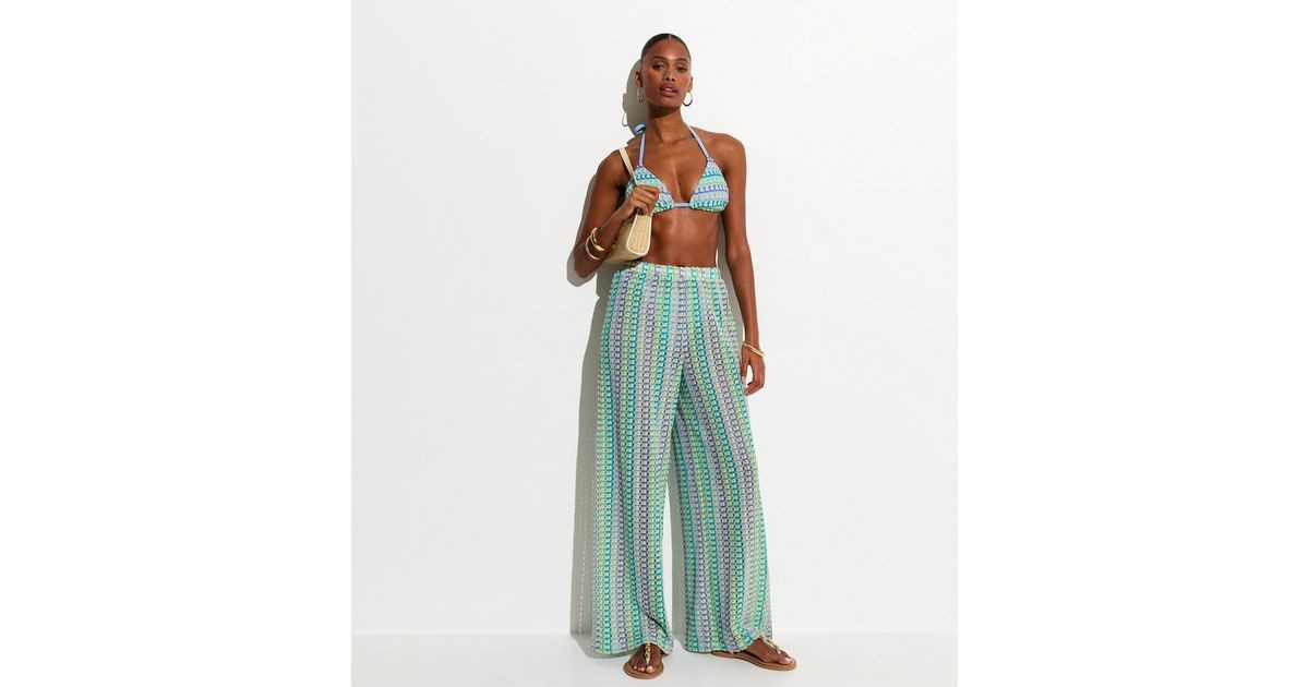 Blue Crochet Beach Wide Leg Trouser | New Look | New Look (UK)