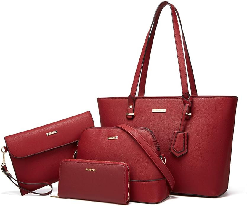 Women Fashion Synthetic Leather Handbags Tote Bag Shoulder Bag Top Handle Satchel Purse Set 4pcs... | Amazon (CA)