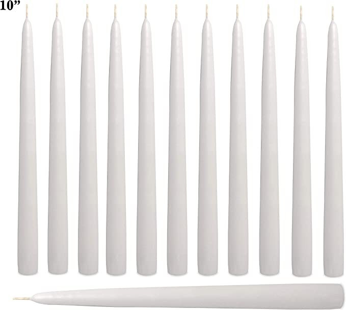 White Taper Candles 10 Inches Tall - Elegant - Premium Quality - Dripless Smokeless - Hand-Dipped... | Amazon (US)