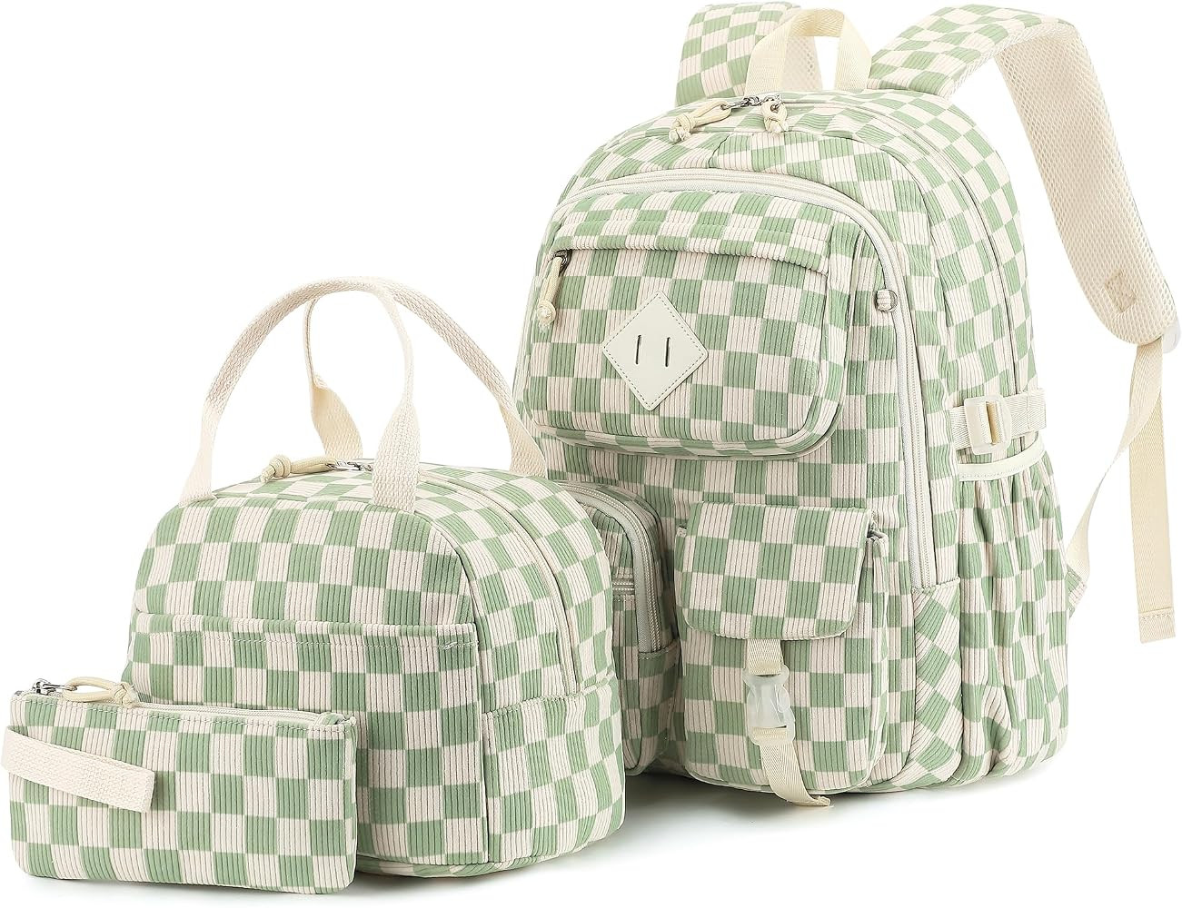3Pcs Corduroy School Backpack for Girls, Kids Teens Large Capacity School Bag Bookbags Set Casual... | Amazon (US)
