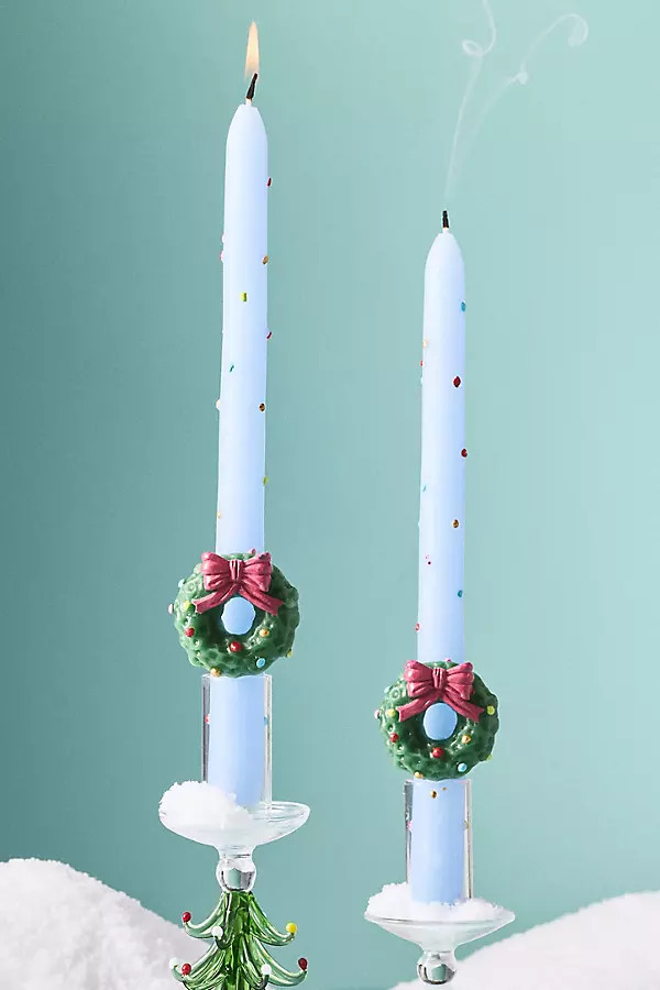 Festive Icon Taper Candles, Set of 2 | Anthropologie (US)