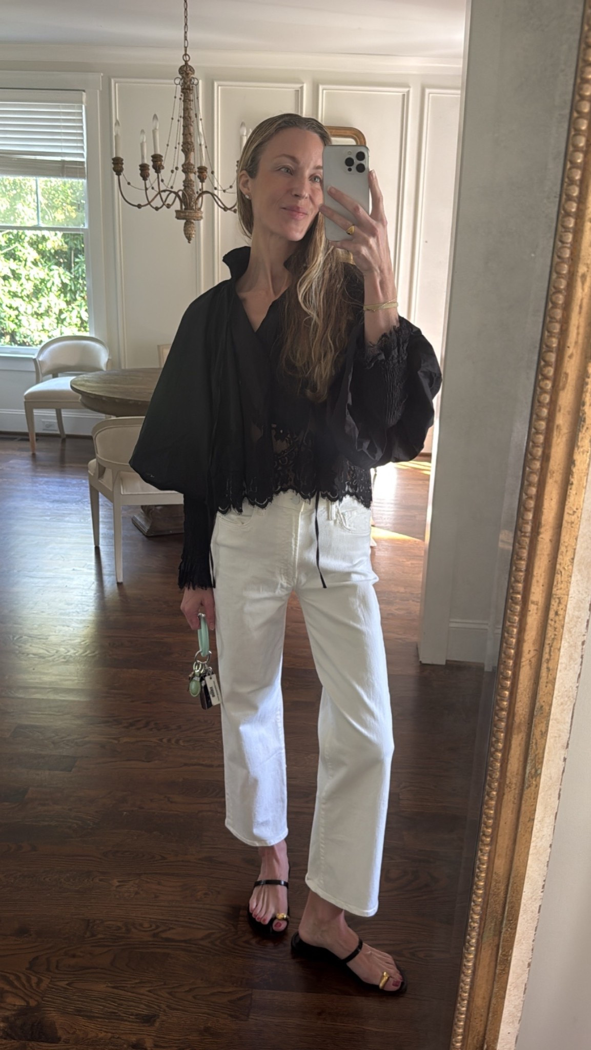 XS blouse, 25 white jeans, sandals on sale and TTS

black blouse, summer blouse, lace blouse, white denim, white straight leg jeans, mother jeans, white ankle jeans

#LTKootd #LTKgrwm #LTKSeasonal