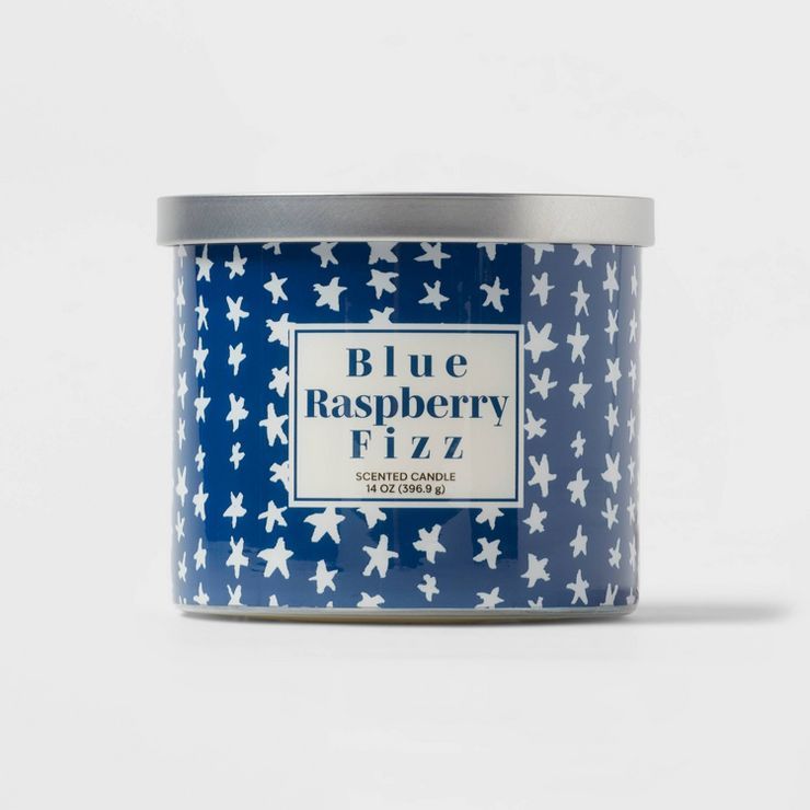 14oz Blue Raspberry Sparkler with Metal Lid Candle Off-White - Threshold™ | Target