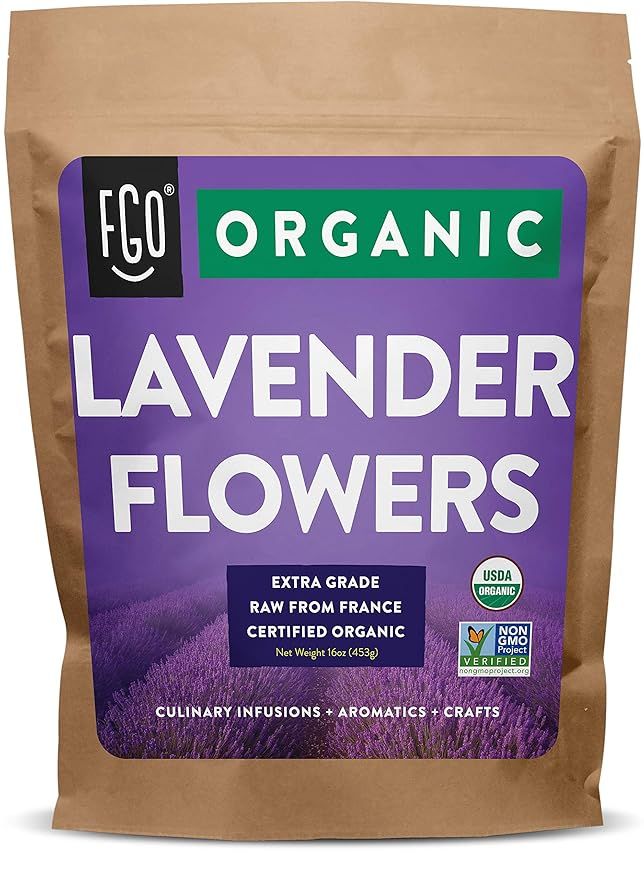 FGO Organic Dried Lavender Flowers, 100% Raw From France, 16oz (Pack of 1) | Amazon (US)