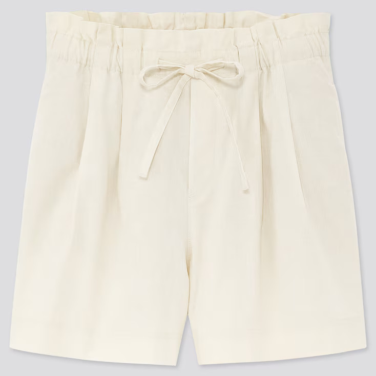 UNIQLO Women's Linen Cotton Relaxed Shorts, Off White, S | UNIQLO (US)