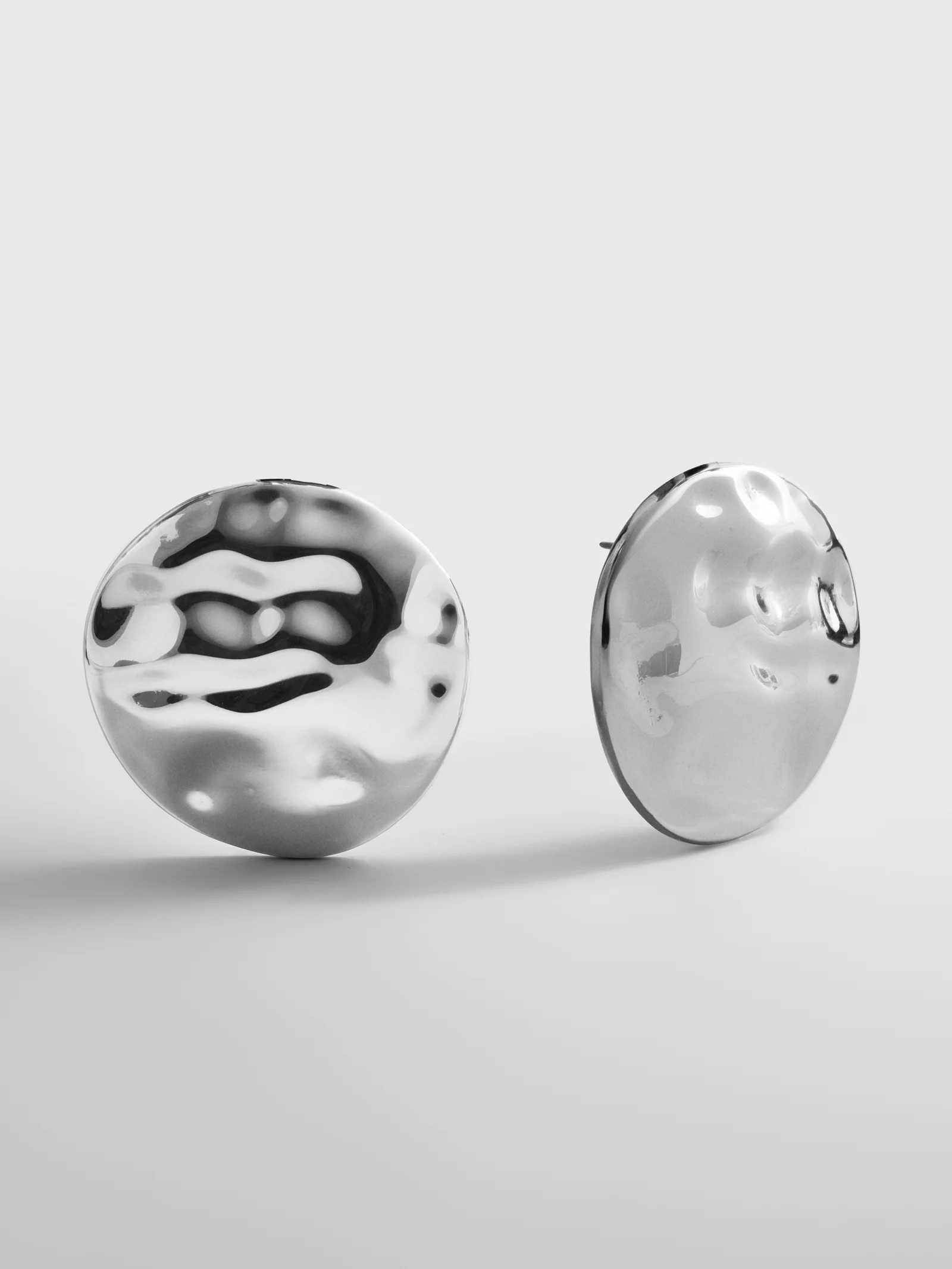 Odette Hammered Statement Studs - Silver | BaubleBar