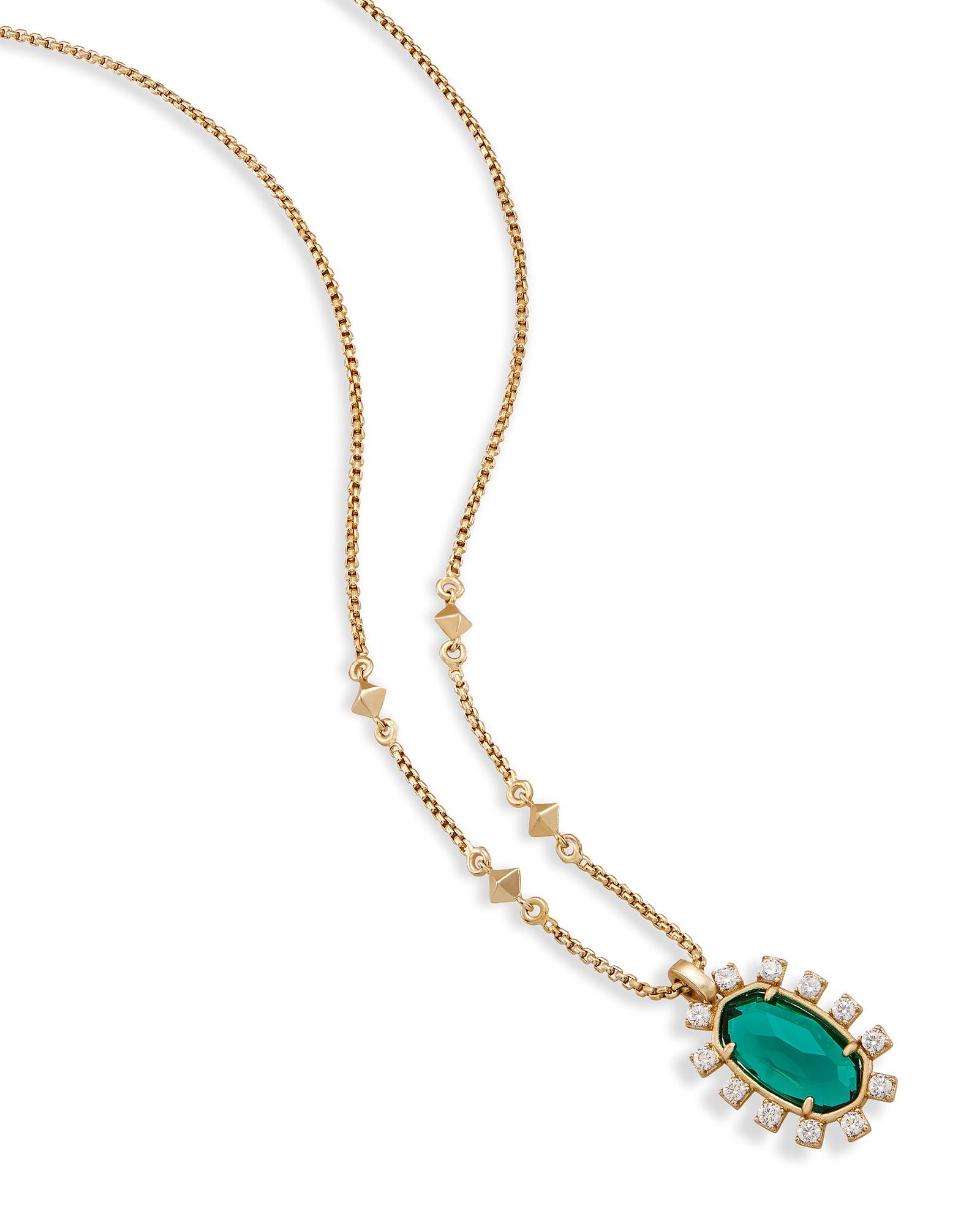 Brett Pendant Necklace in Emerald Glass | Kendra Scott