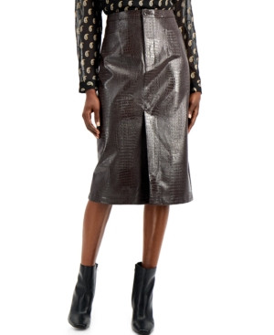 Inc Faux-Leather Front-Slit Pencil Skirt, Created for Macy's | Macys (US)