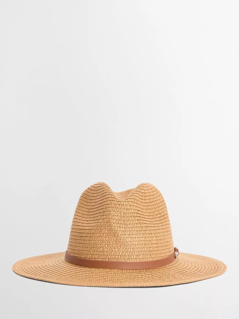 Barbour Evelyn Leather Trim Trilby Hat, Tan | John Lewis (UK)
