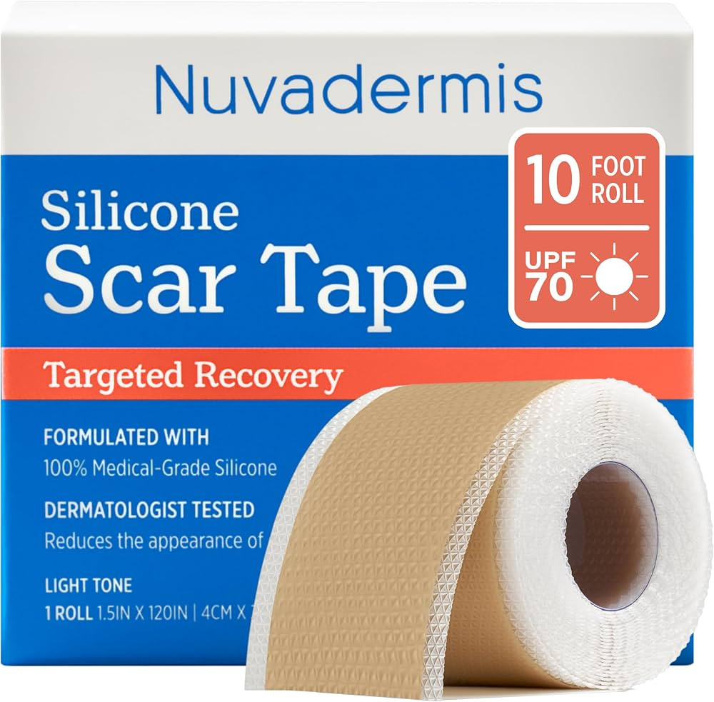 NUVADERMIS Silicone Scar Tape for Surgical Scars, 10 ft Roll, 1 Pack, Light | Amazon (US)