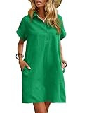 Zeagoo Womens Cotton Shirt Dress Summer Casual Short Sleeve Button Down Beach Cover Up Shirts wit... | Amazon (US)