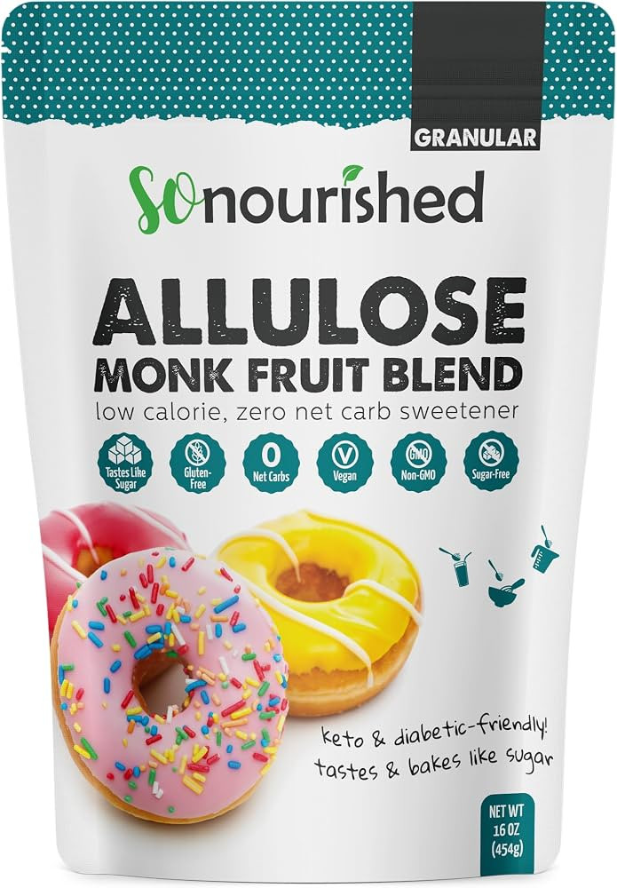So Nourished Monk Fruit Sweetener with Allulose Granular - 1:1 Sugar Substitute, Keto - 0 Calorie... | Amazon (US)