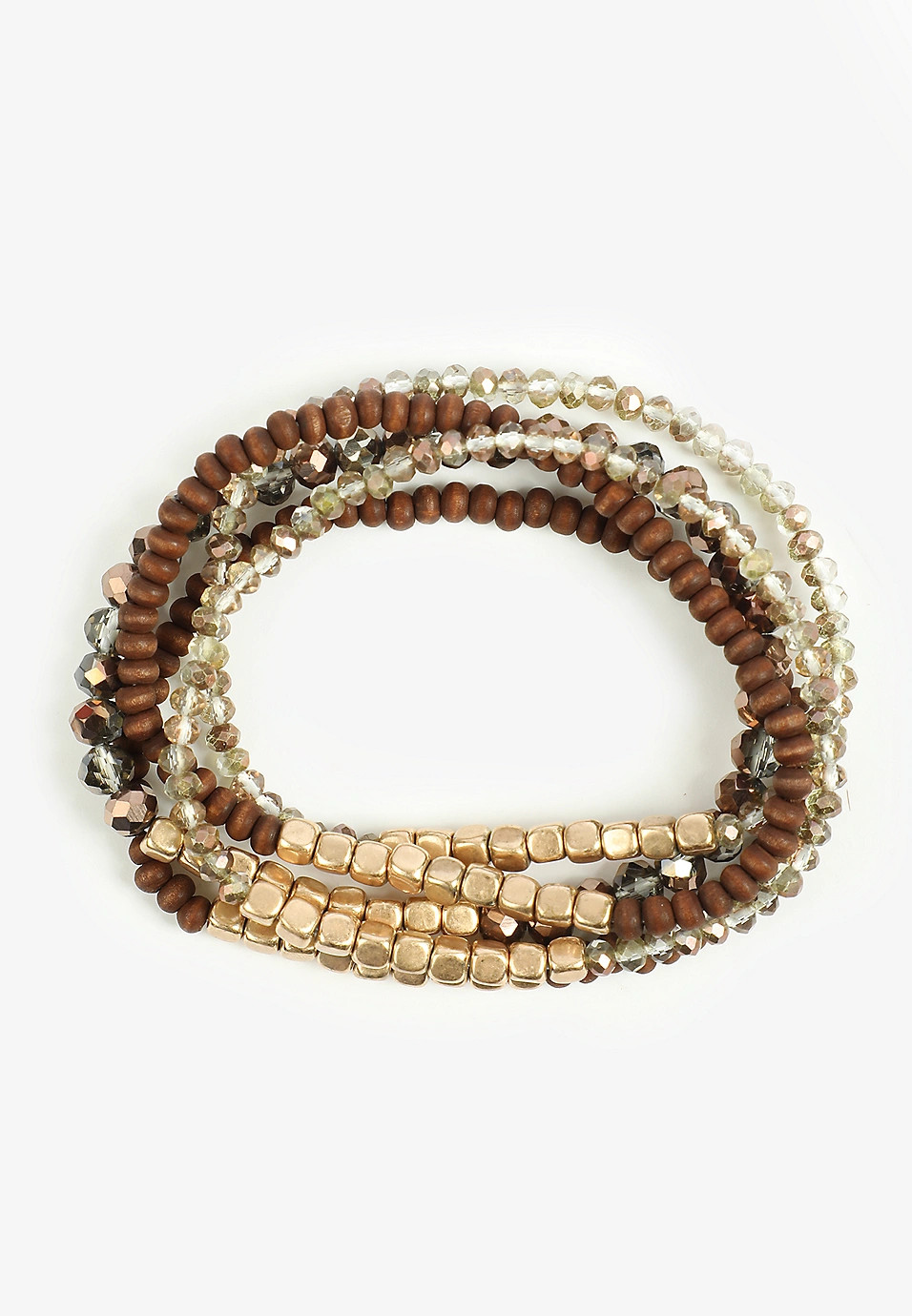 5 Pack Wooden Beaded Stretch Bracelet Set | Maurices