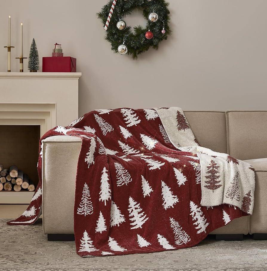 WDCOZY Christmas Throw Blanket Christmas Tree Reversible Super Soft Knitted Couch Bed Sofa Microf... | Amazon (US)
