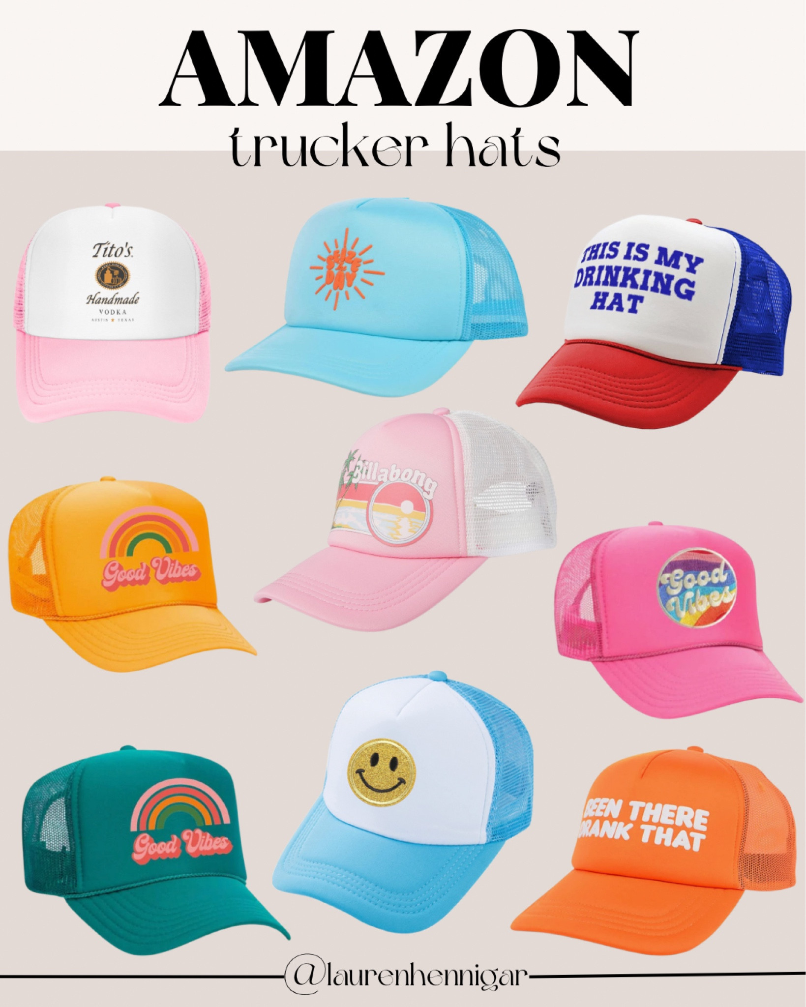amazon trucker hats!! trendy trucker hats on amazon, party hats, spring break hats, funny trucker hats, titos hat, st patrick’s day

#LTKswim #LTKtravel #LTKSeasonal