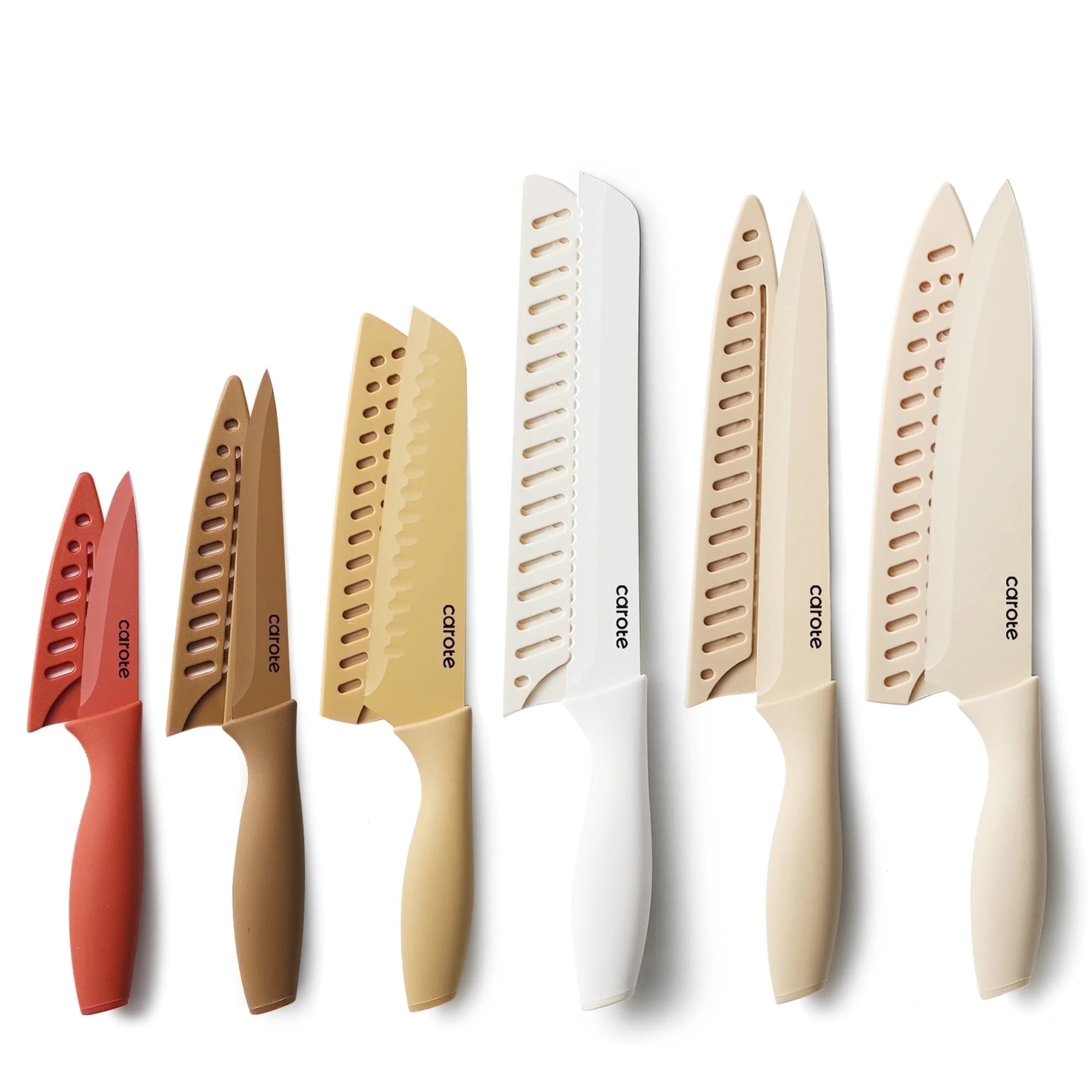 Carote 12 Pcs Kitchen Knife Set, Stainless Steel Knife Set with Nonstick Creamic Coating, Taupe | Walmart (US)