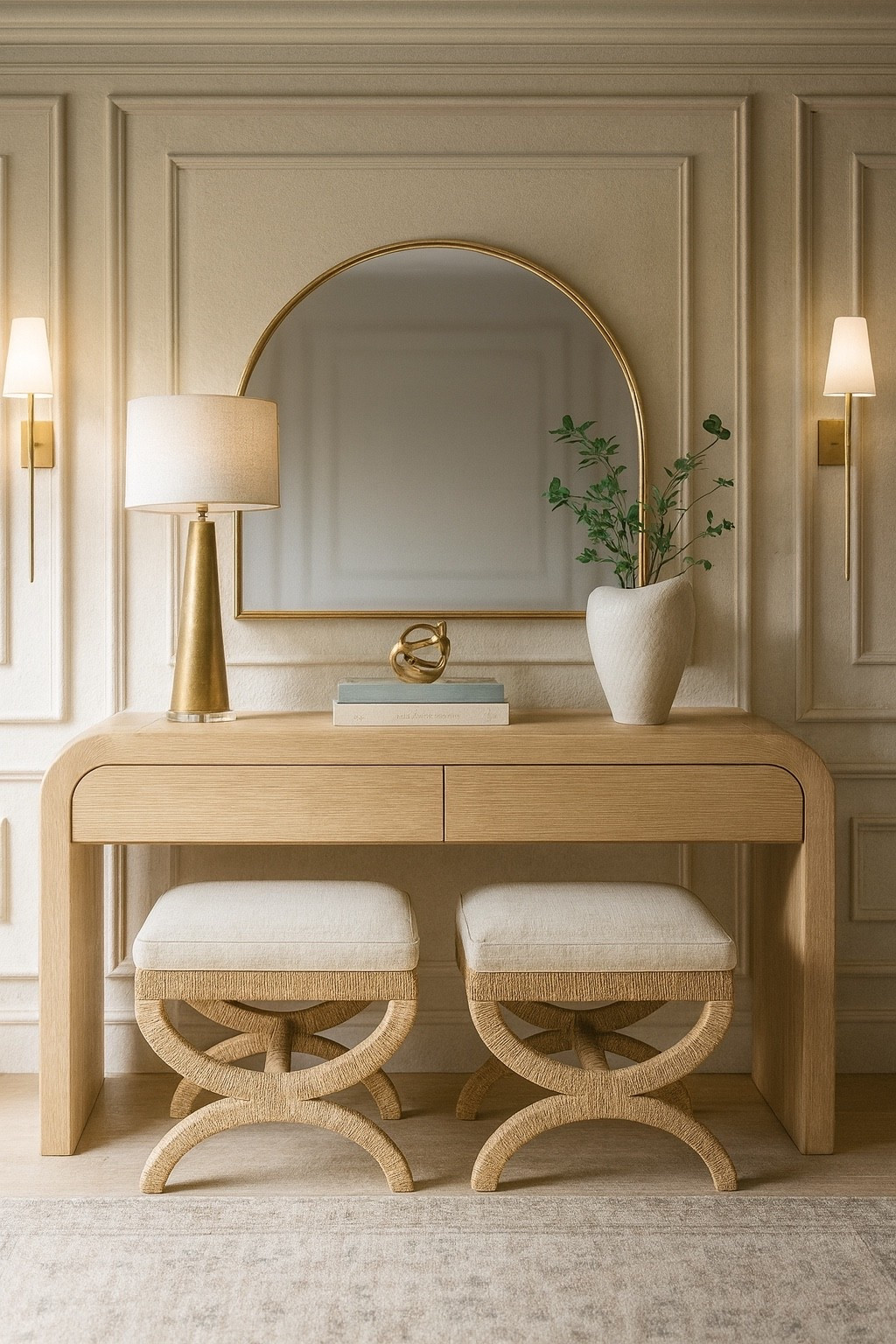 A warm welcome home 

#ltkhome #homedecor #wallmirror #table 

#LTKHome #LTKSaleAlert