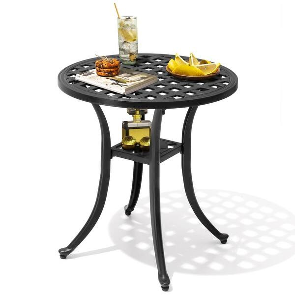 Pellebant Outdoor Patio Side Table Round Cast Aluminum End Table - Dia.19.1 inches * 20.9 inches ... | Bed Bath & Beyond