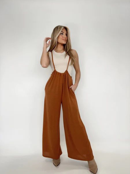 Camel Alexis Jumpsuit | Lane 201 Boutique