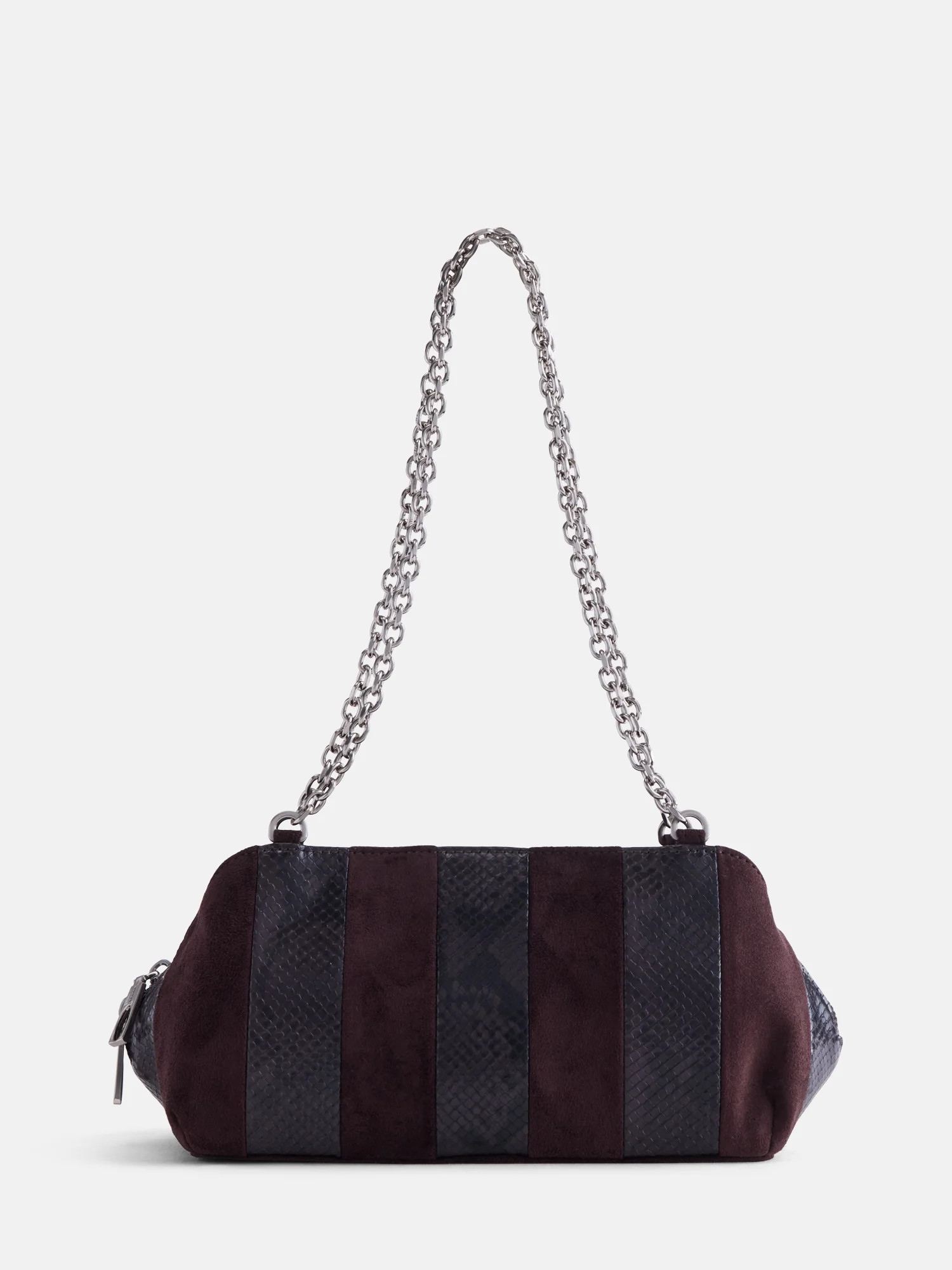 Scoop Women's Faux Snakeskin Chain Shoulder Bag, Dark Brown | Walmart (US)