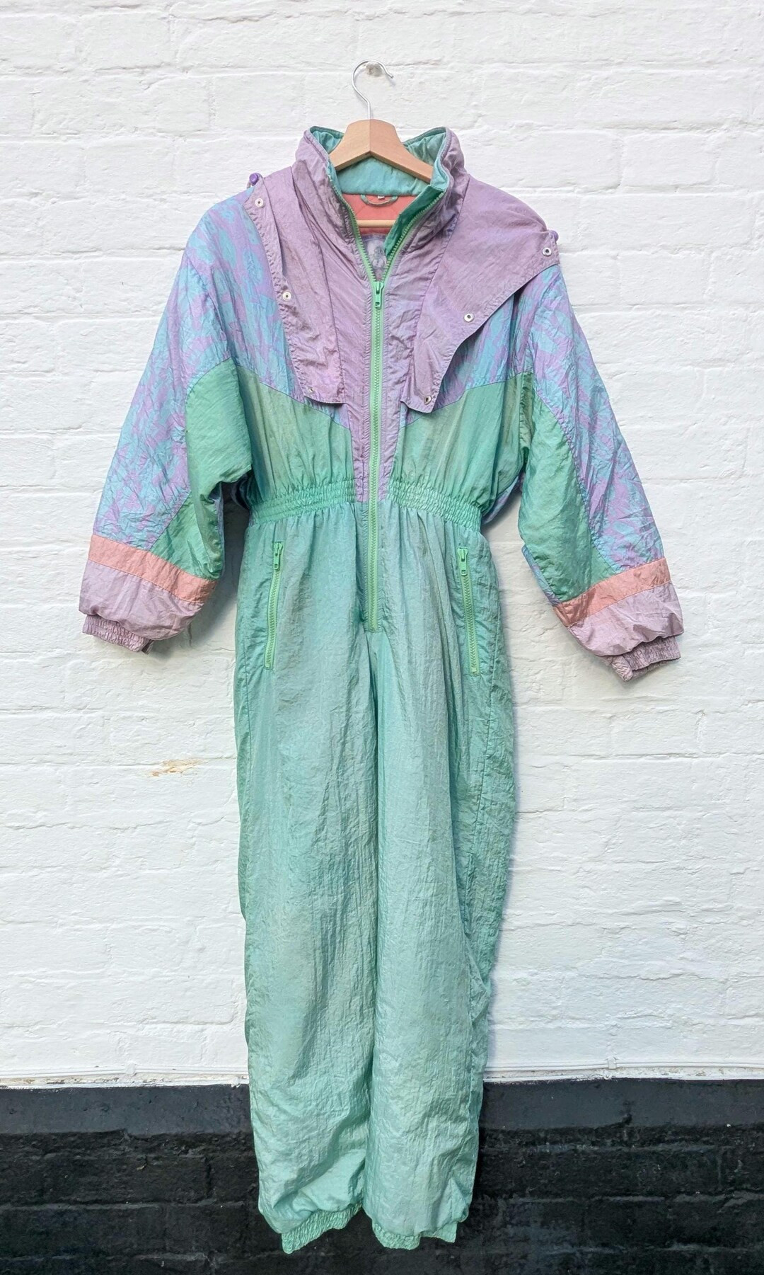 1980s Pastel Colourblock Ski Suit - Retro Neon Snowsuit UK 6-8 | Etsy (US)