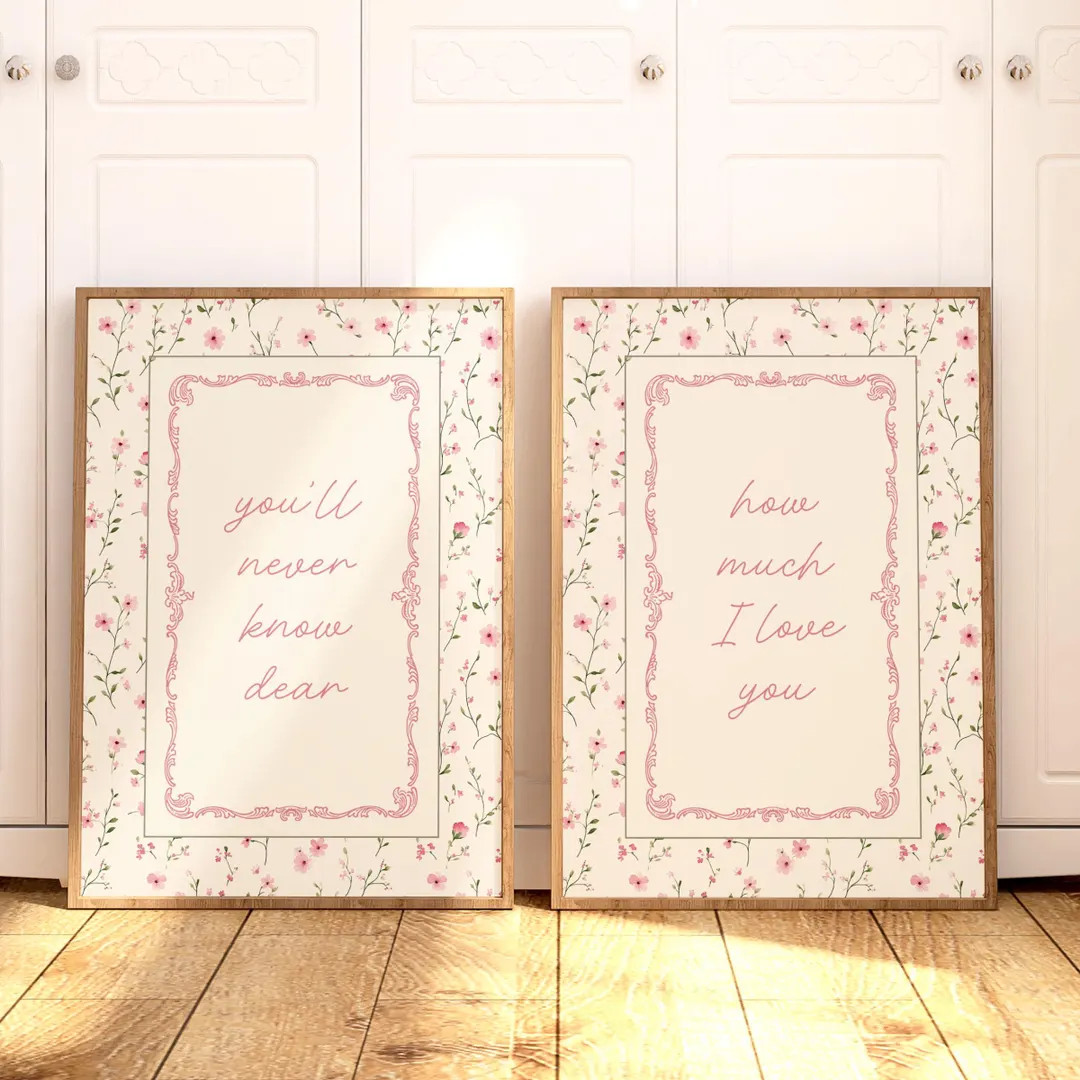 Girl Nursery Wall Art Set of 2: Vintage Flower Prints for Baby Girl Room - Etsy | Etsy (US)