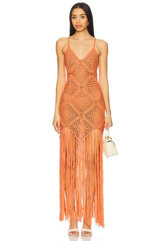 Line & Dot Wandering Crochet Dress in Coral from Revolve.com | Revolve Clothing (Global)