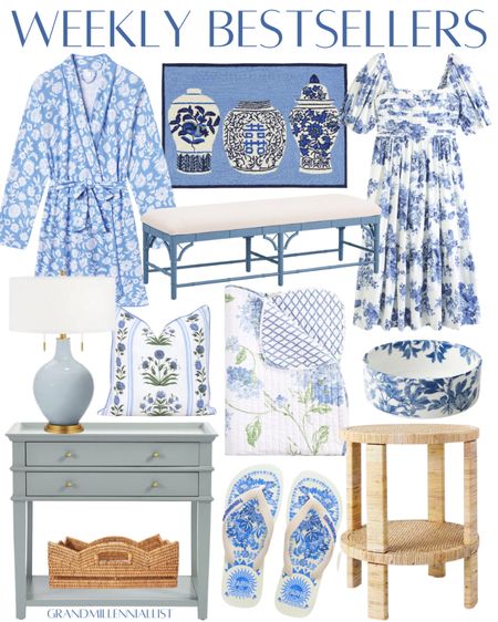 Weekly Bestsellers in Home Decor and Style 

LAKE pajamas pima robe, ginger jars rug, Abercrombie wedding guest dress, Ballard Designs nightstand and faux bamboo bench, chinoiserie pet bowl, Etsy designer fabric pillow woven table 

#LTKHome #LTKShoeCrush #LTKStyleTip
