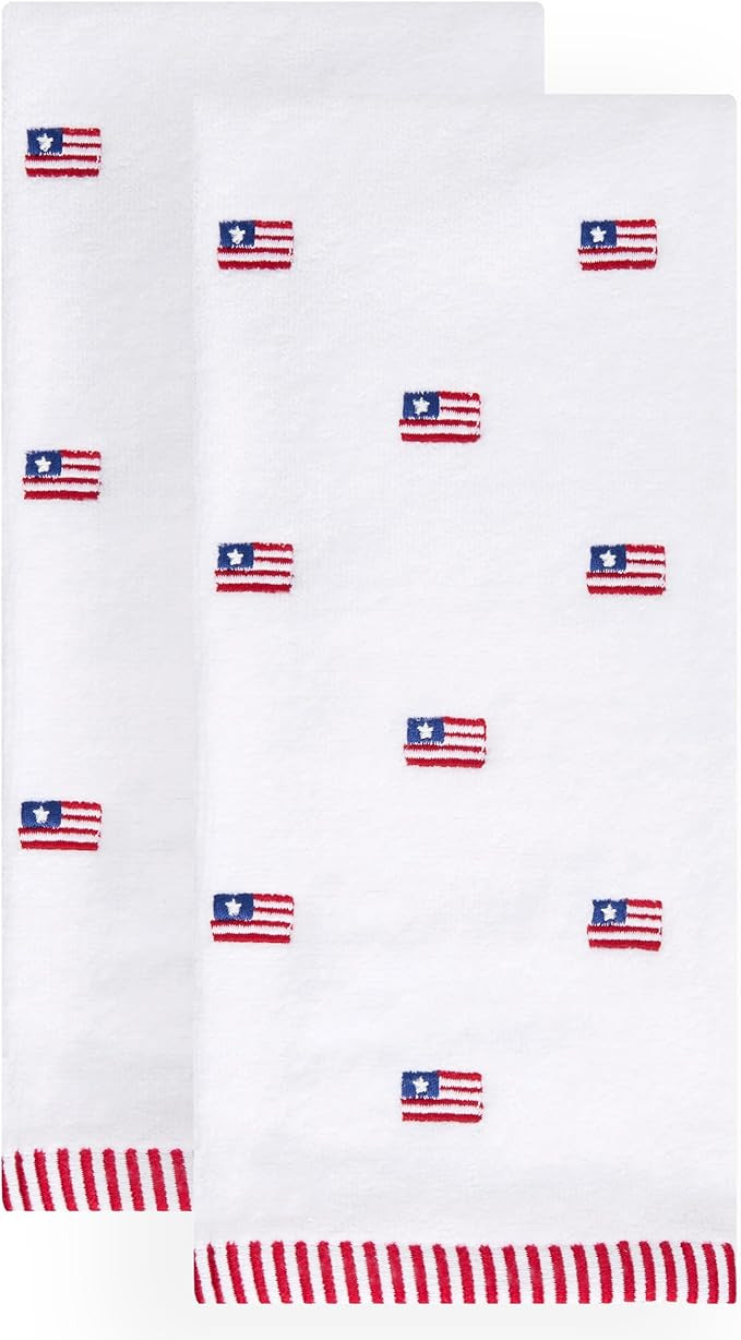 Amazon.com: Ritz Flag Embroidered Hand Towels (2-Pack) – Soft Velour 16x26 Bathroom Hand Towels... | Amazon (US)