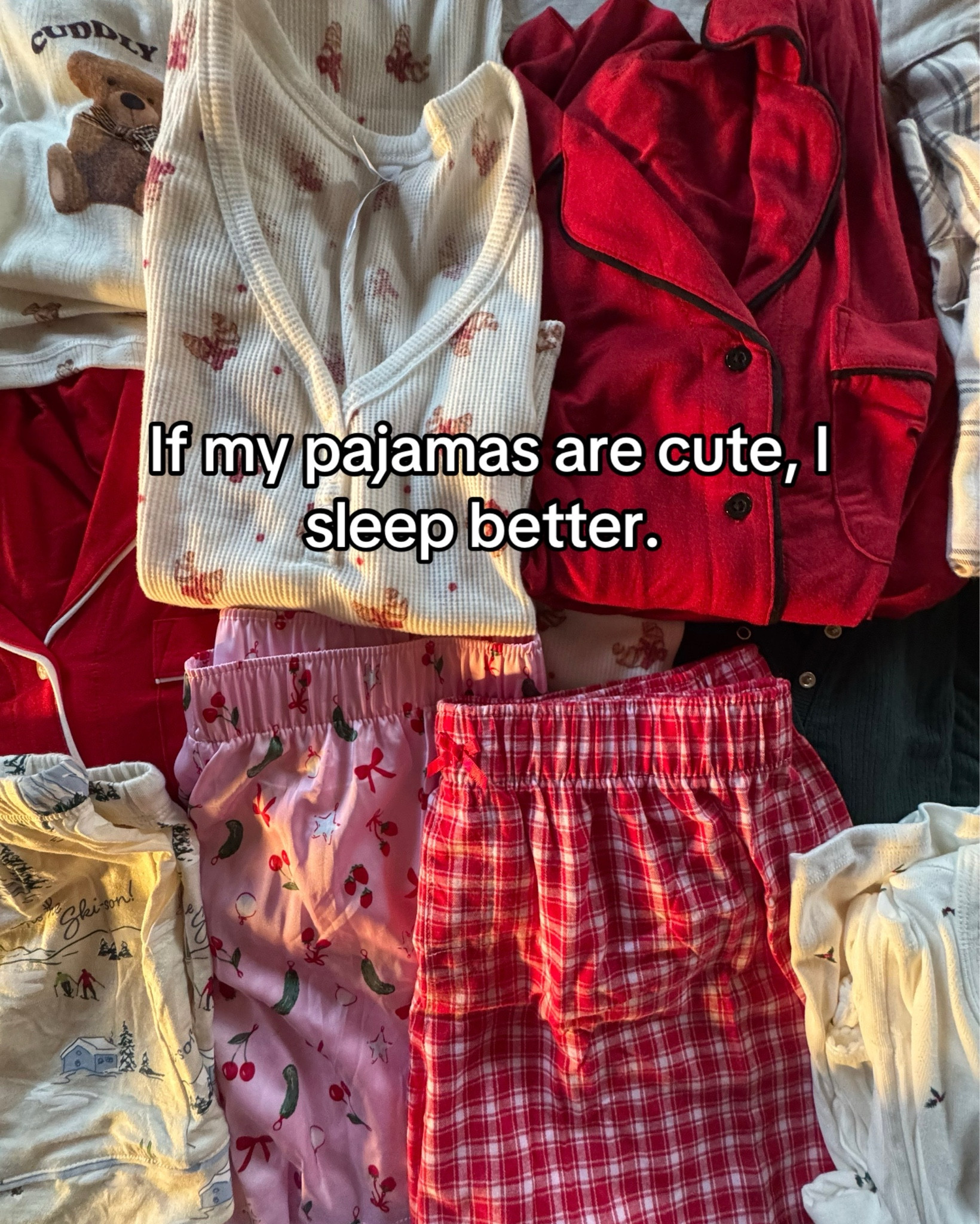 Coziest holiday pajama roundup because we are officially in our cute bedtime era 🎄✨🛌 Linking everything here  so you can snag them while they’re still on sale. I grabbed a size medium in everything, except for the croissant set which I grabbed in a size small and it fits slightly snug because it’s the Wild Fable junior fit. So for that one specifically, I would stay true to size or size up for extra cozy comfort 🍞💛

Everything else fits true to size and feels sooo soft and pretty. Think cozy holiday mornings, December movie nights, and pajama days where you never actually get dressed because the pajamas are cute enough to count 🙃🎬💗

✨ The best part: Everything is 40% off at Target but only for 24 more hours. I would highly recommend shopping now because I swear these sets never stay in stock and you will not get them this cheap again. Once they’re gone they are gone 🎁🕯️

#LTKSaleAlert #LTKSeasonal #LTKHoliday