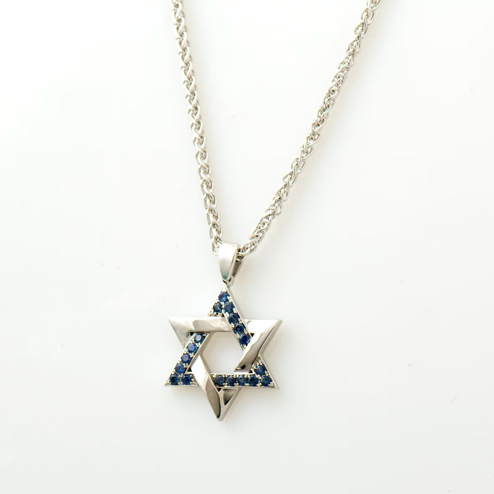 Star of David Necklace, Sapphire Pendant, 14K / 18K Yellow Gold, Star Necklace, David Shield, Blu... | Etsy (US)